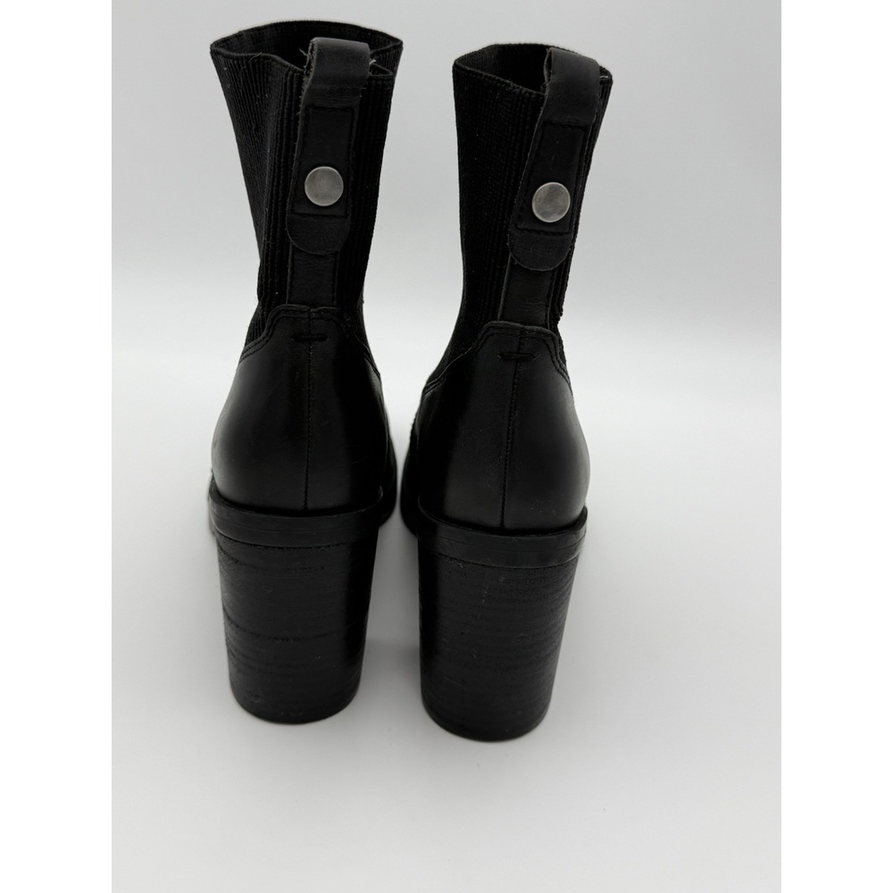 Crown Vintage Black Leather Ankle Stretch Boots Size 9 W Whinsygoth/Grunge/Retro - Picture 3 of 10